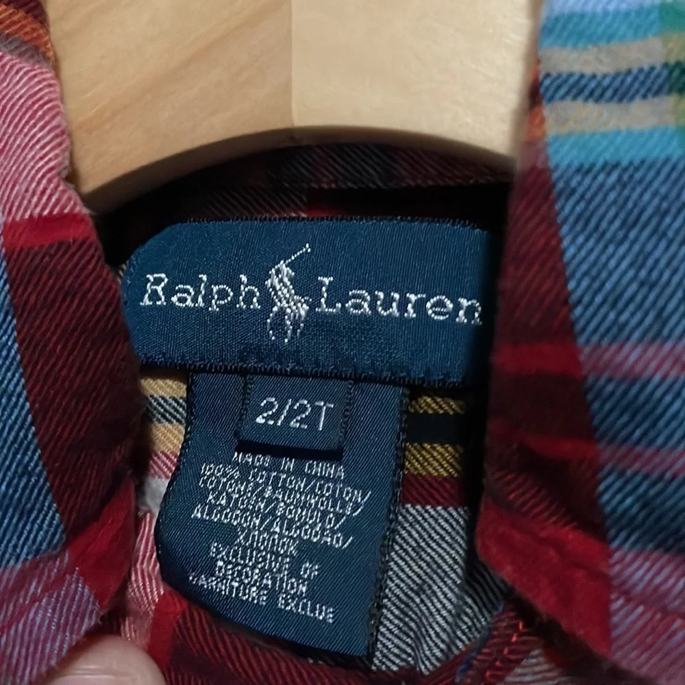 Ralph Lauren Kids Red Plaid Button Down Shirt size 2t
